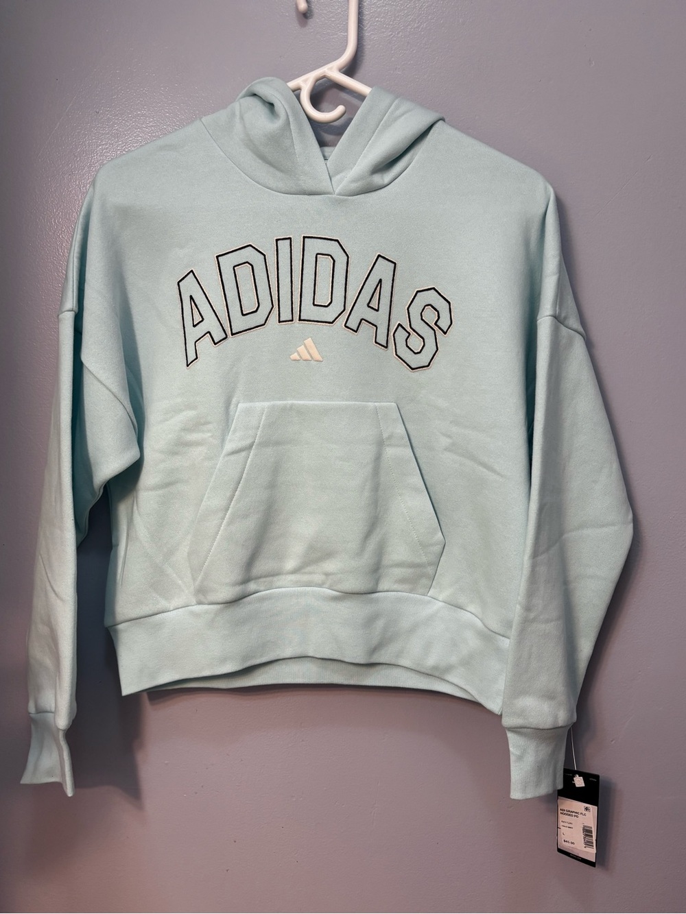Adidas Girls Halo Mint Graphic Fleece Pullover Hoodie Size L NWT